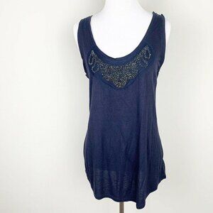 Banana Republic Women's Navy Blue Tank Top Beaded